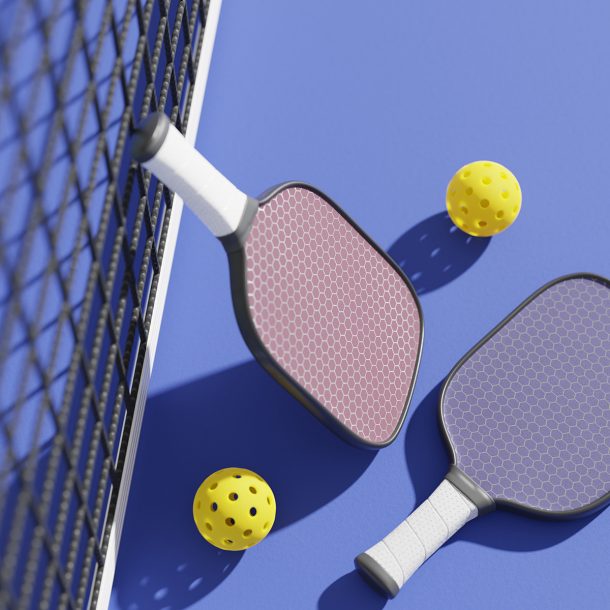 Never heard of pickleball? A paddle sport, it blends aspects of table tennis, tennis, and badminton. Played on a court the size of badminton, it uses a slightly altered tennis net. Player hit a perforated plastic ball over the net with solid-faced paddles. There are singles and doubles pickleball games.
